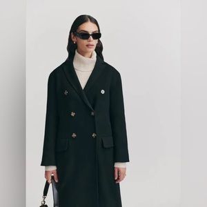 BNWT Reformation Leighton Wool Coat. Black. Size L.